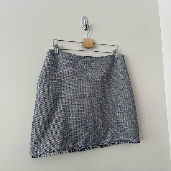 Nwot-Banana Republic-Navy Blue & Cream Tweed With Silver Metallic Skirt - Picture 4 of 9